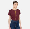 Burgundy cotton T-shirt with necklace