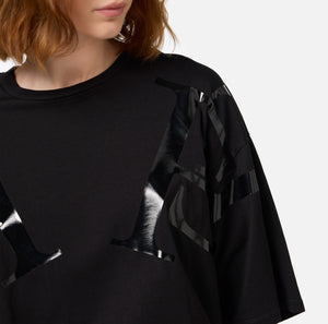 Black cotton jersey oversized T-shirt