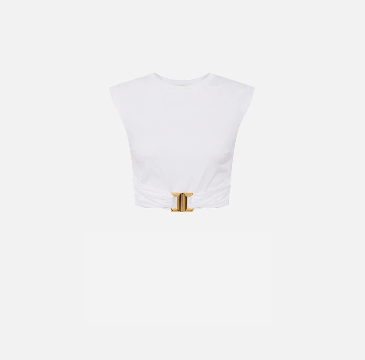 White cropped T-shirt with gold embelishement