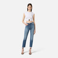 White cropped T-shirt with gold embelishement