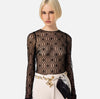 Black embroidered mesh top