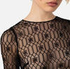 Black embroidered mesh top