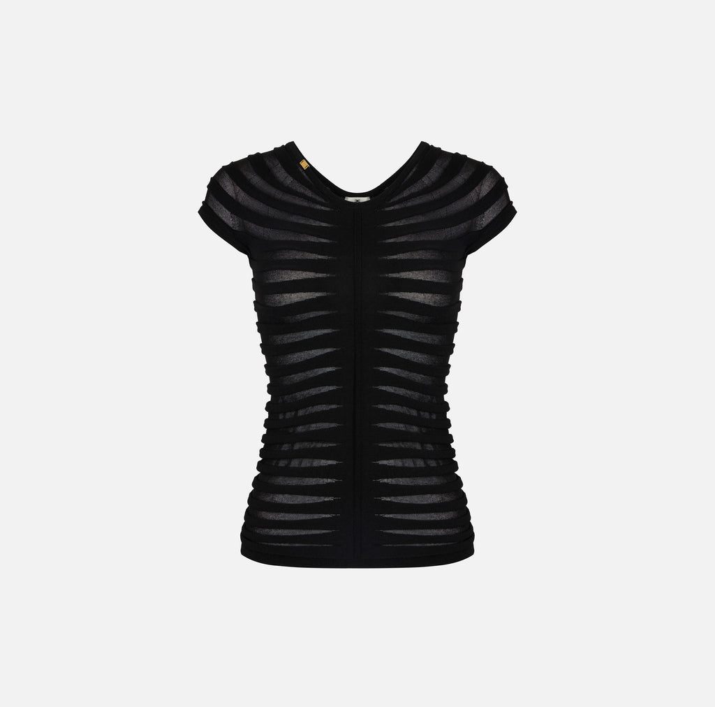 Chocolate short sleeve knit top