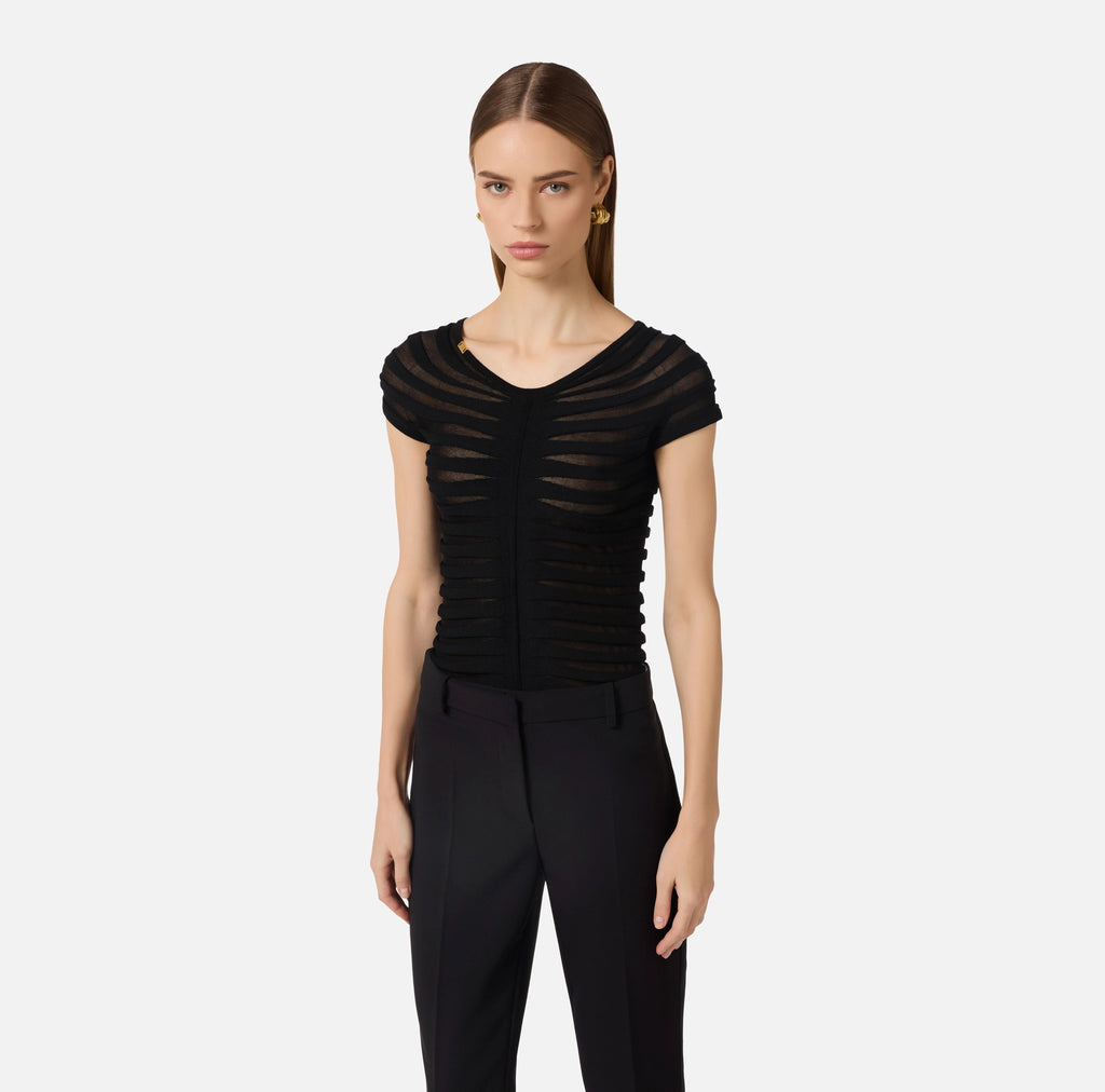 Chocolate short sleeve knit top