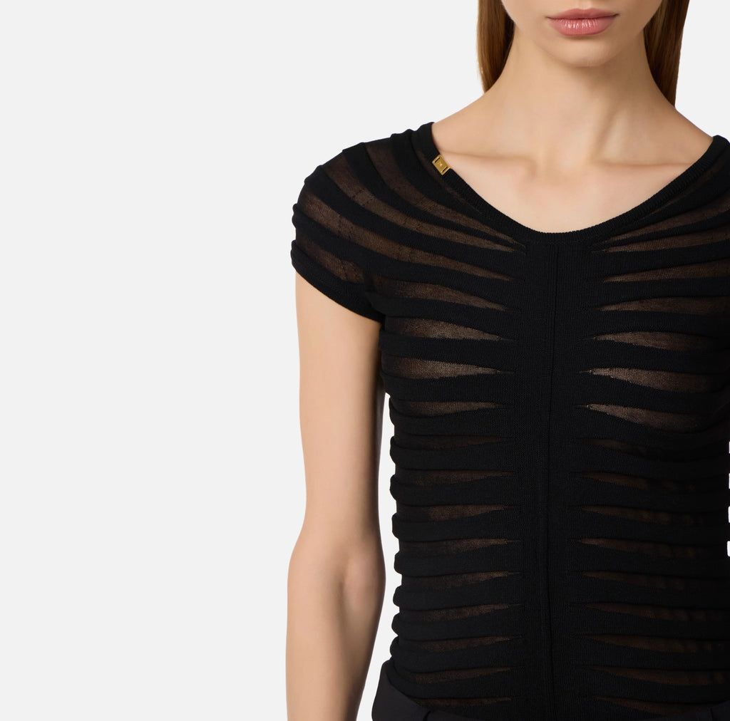 Chocolate short sleeve knit top