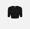 Black boucle knit crop top