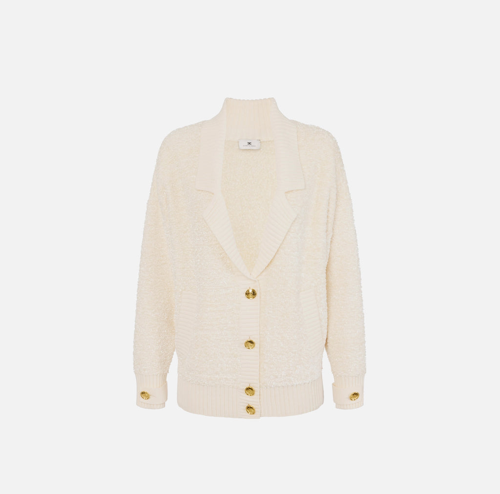 Ivory boucle oversized cardigan