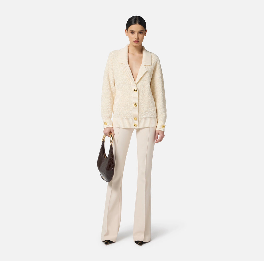Ivory boucle oversized cardigan
