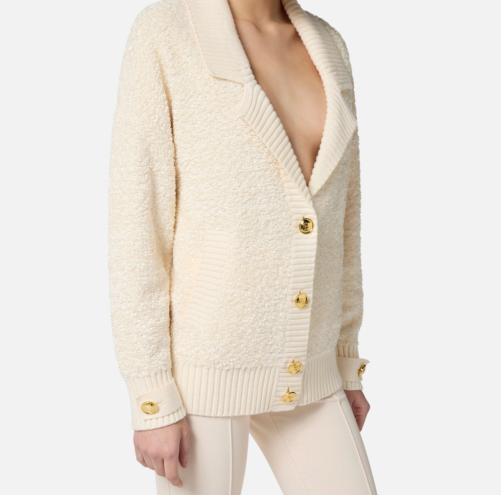 Ivory boucle oversized cardigan