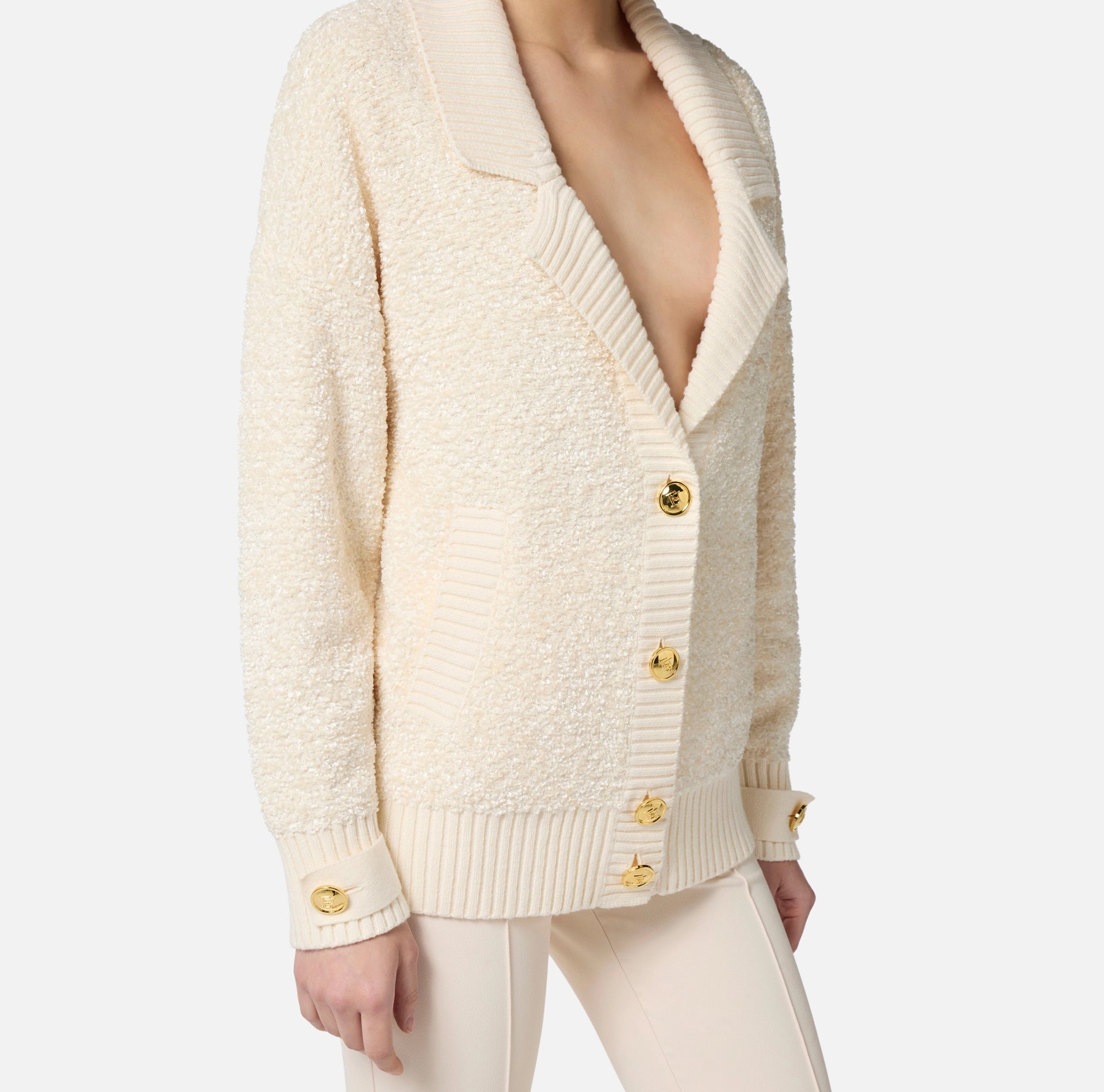 Ivory boucle oversized cardigan