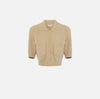 Camel short sleeve knit polo top