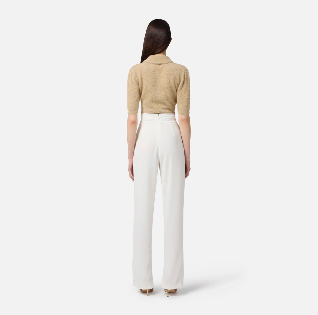 Camel short sleeve knit polo top