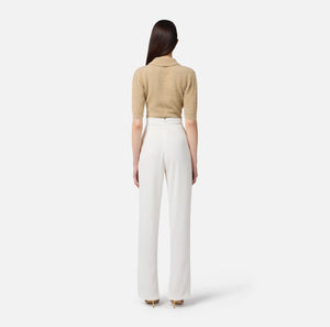 Camel short sleeve knit polo top