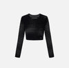 Black knit crop top with long sleeves