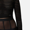 Black knit crop top with long sleeves