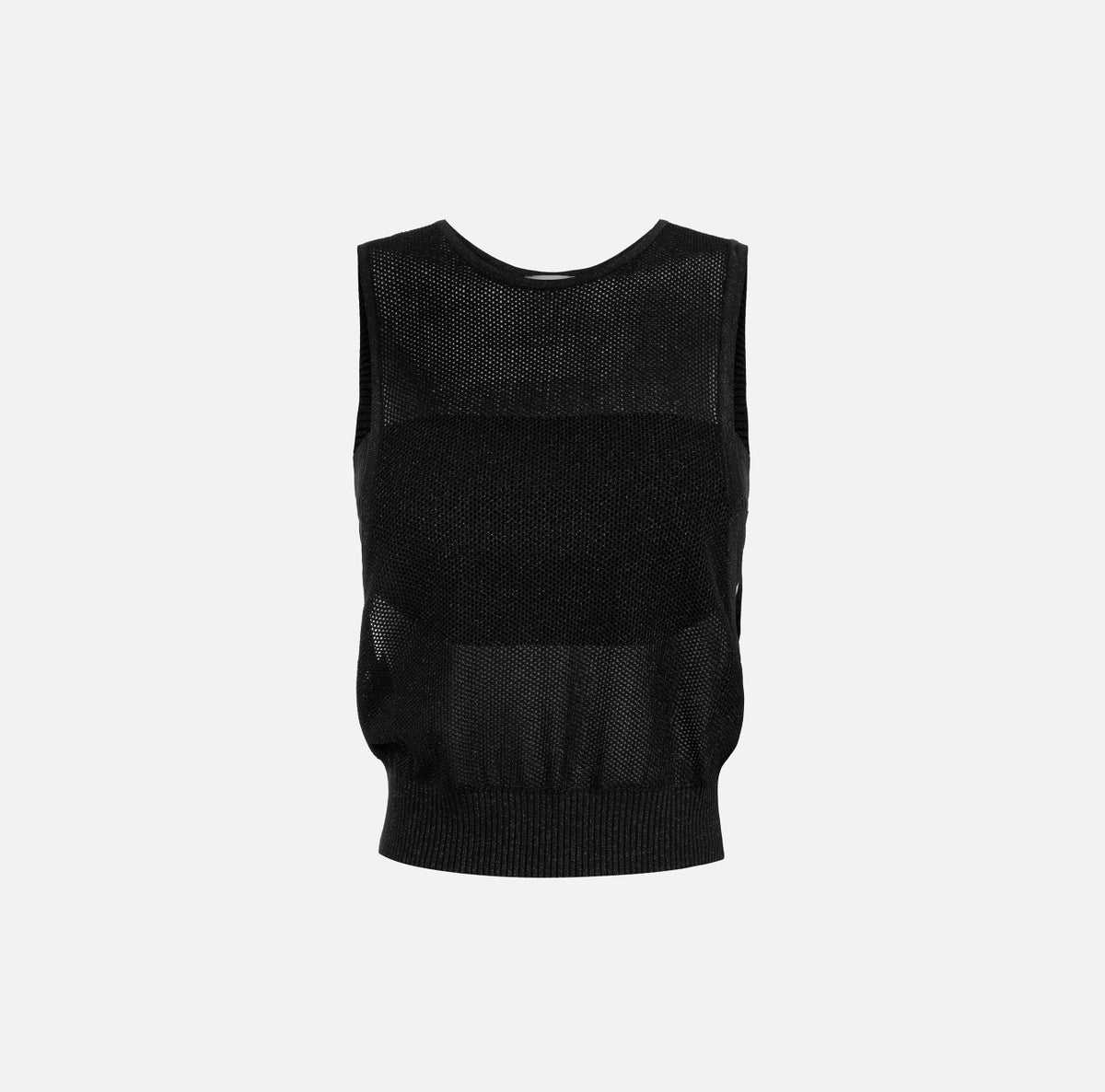 Black sleeveless knit top
