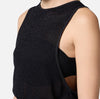 Black sleeveless knit top