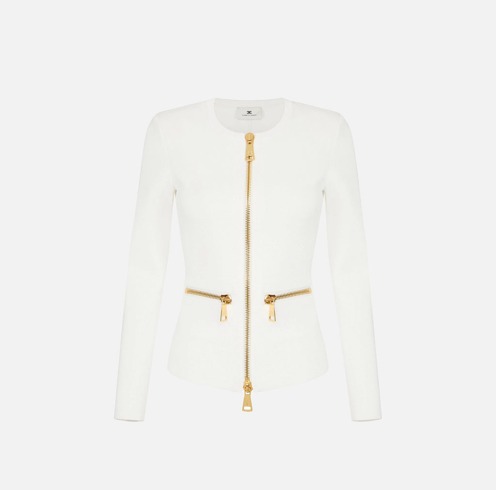 Ivory knit jacket with zip