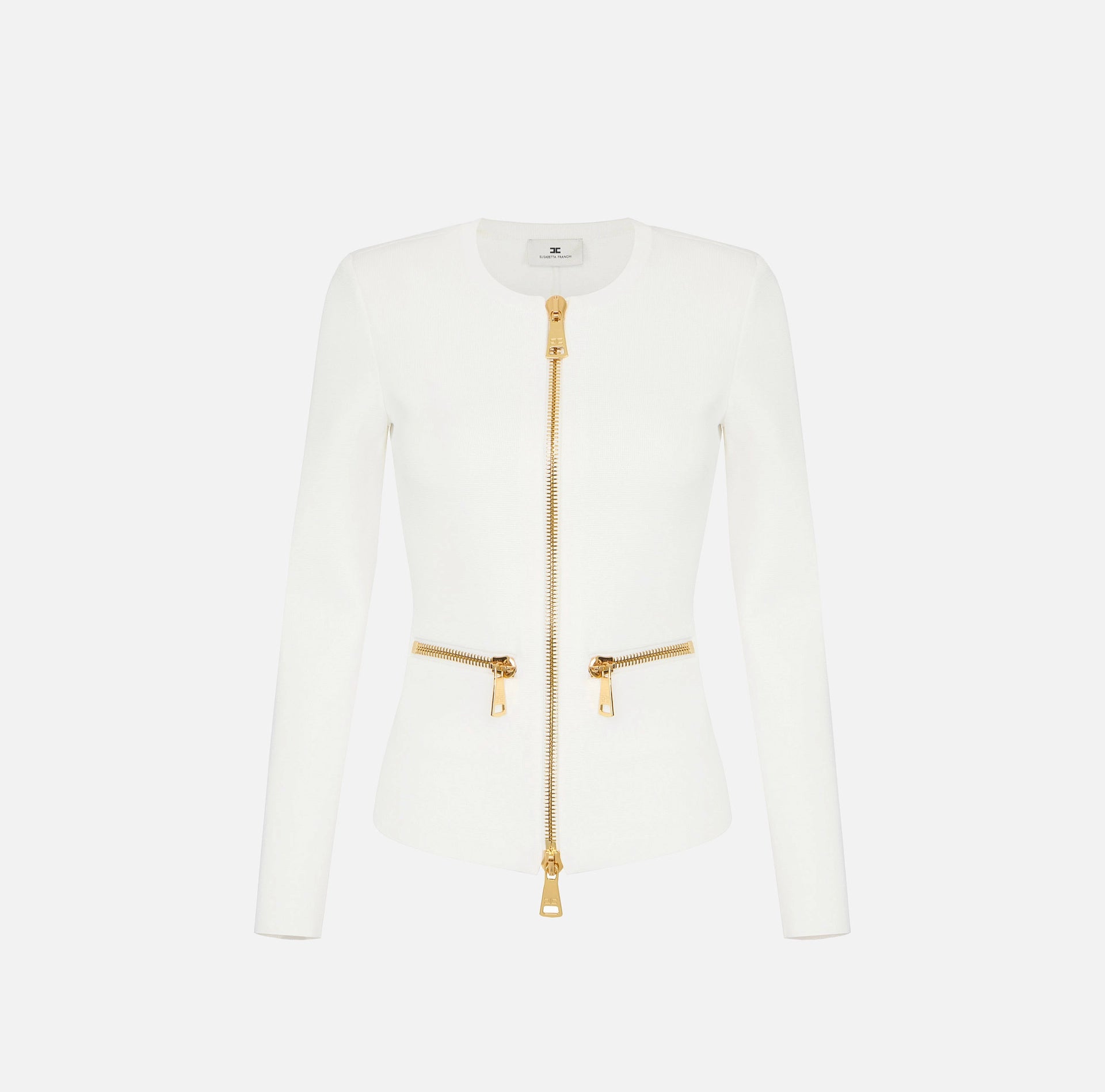 Ivory knit jacket with zip