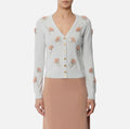 Mint embroidered flowers cardigan