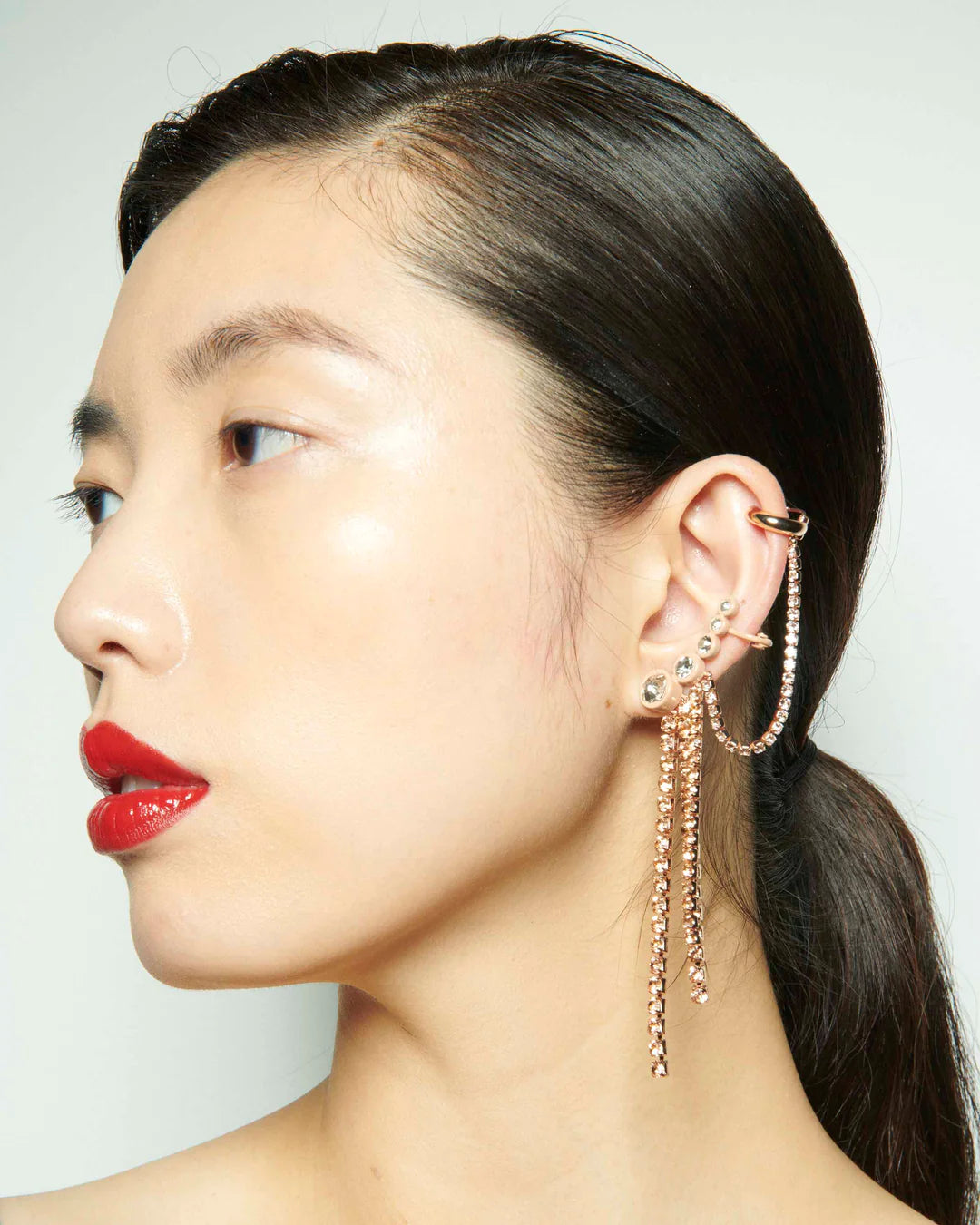 Nude Elena Crystal Ear Cascade traveling Earring set