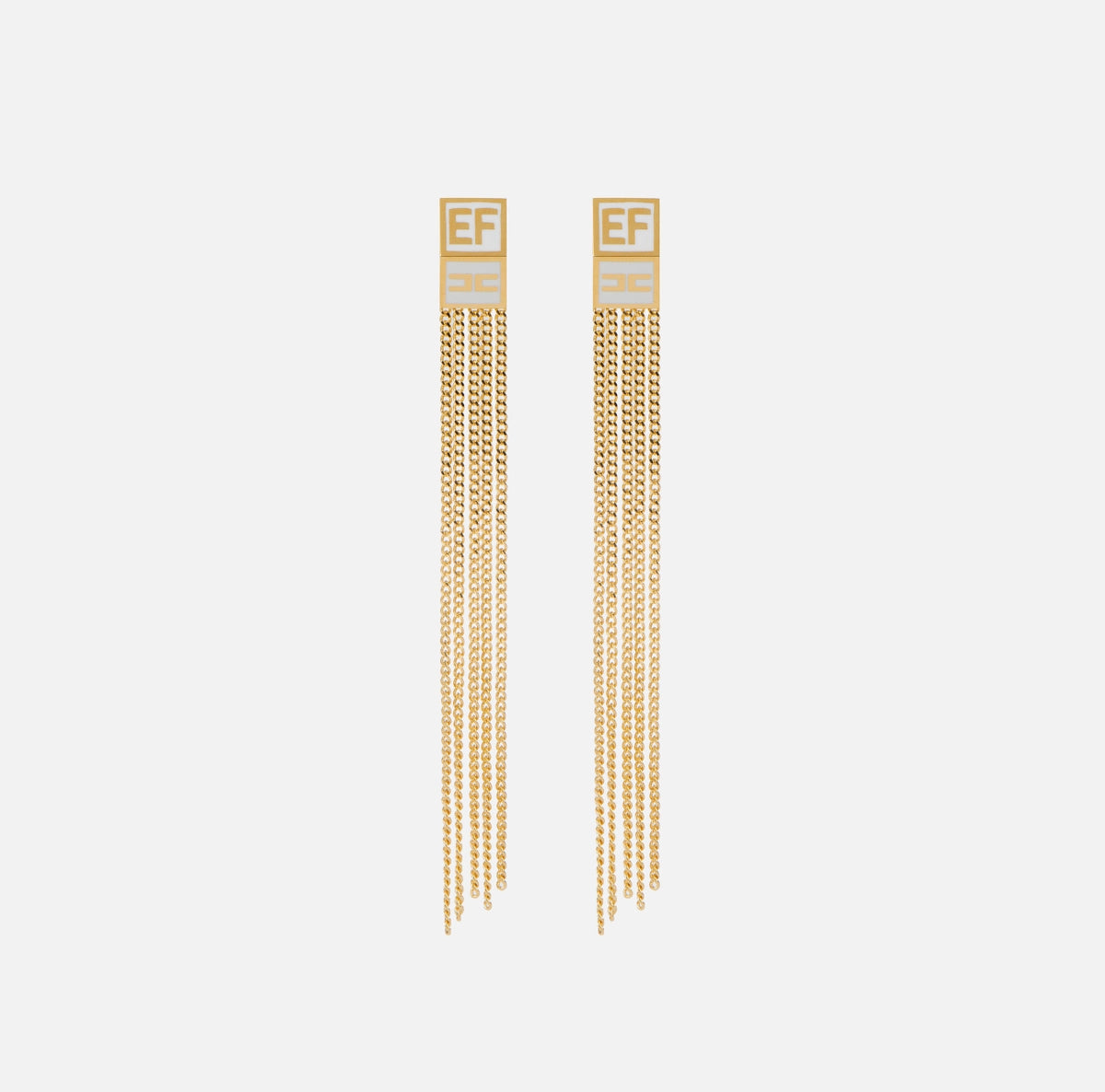 Gold micro chains long earrings