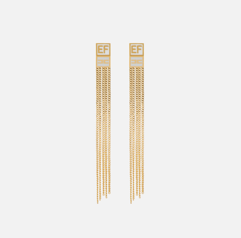 Gold micro chains long earrings