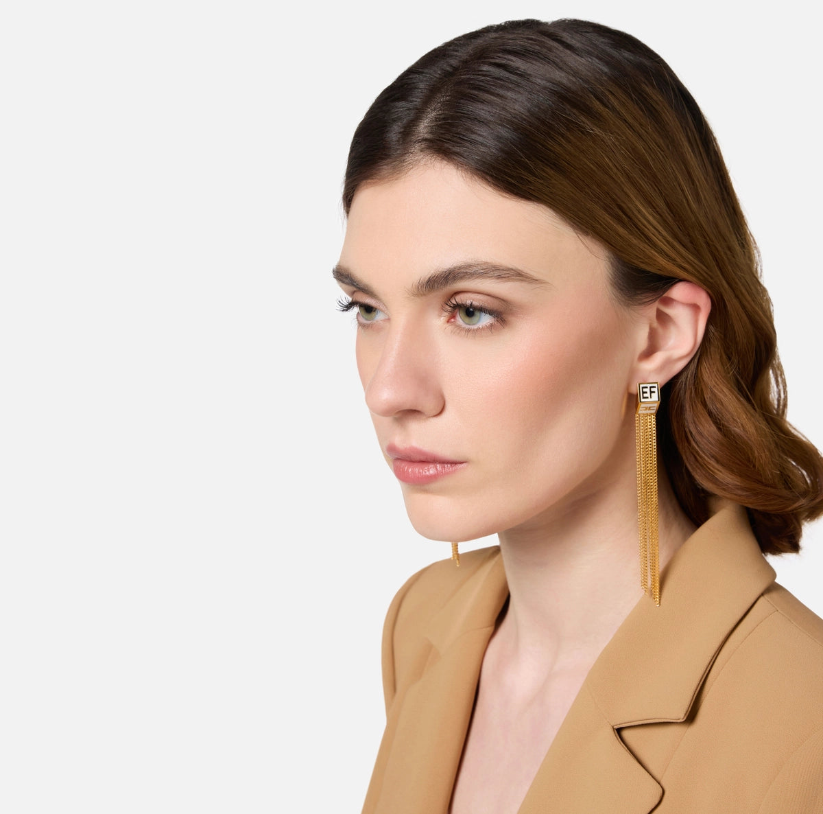 Gold micro chains long earrings