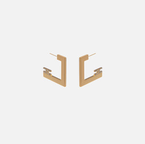 Gold geometrical logo earrings
