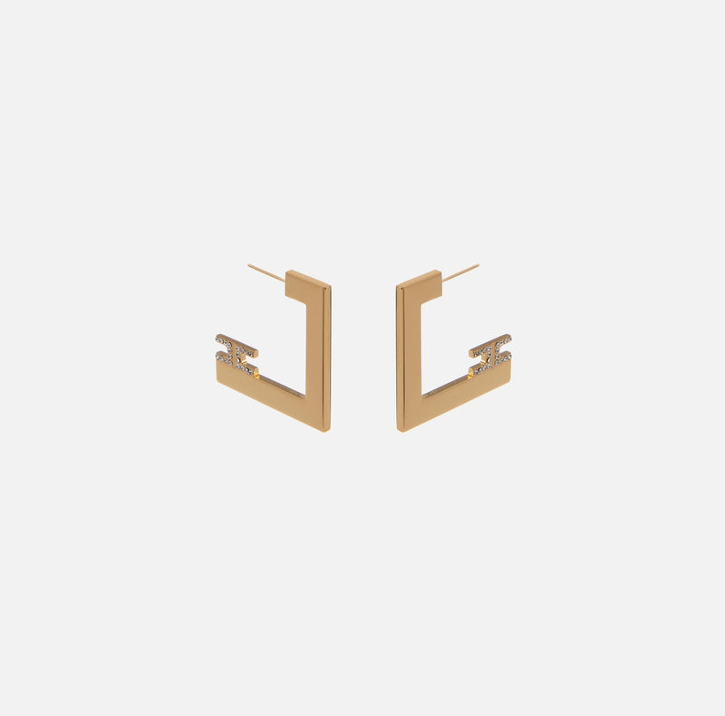 Gold geometrical logo earrings
