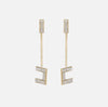 Gold baguette rhinestones pendant earrings