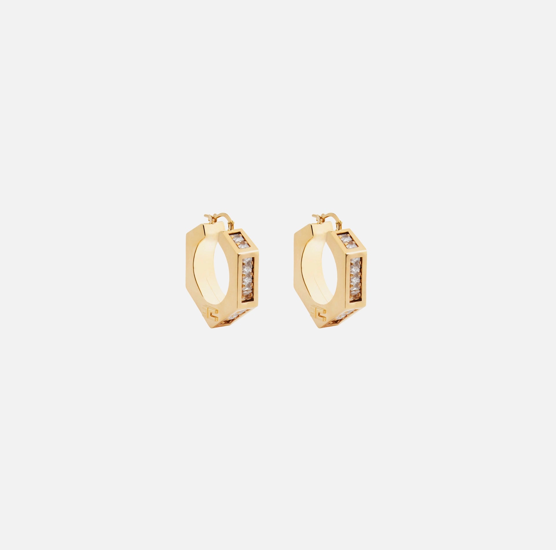 Gold earring hoops with rhinestones