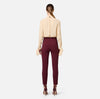 Burgundy ankle straight trousers with gold buttons