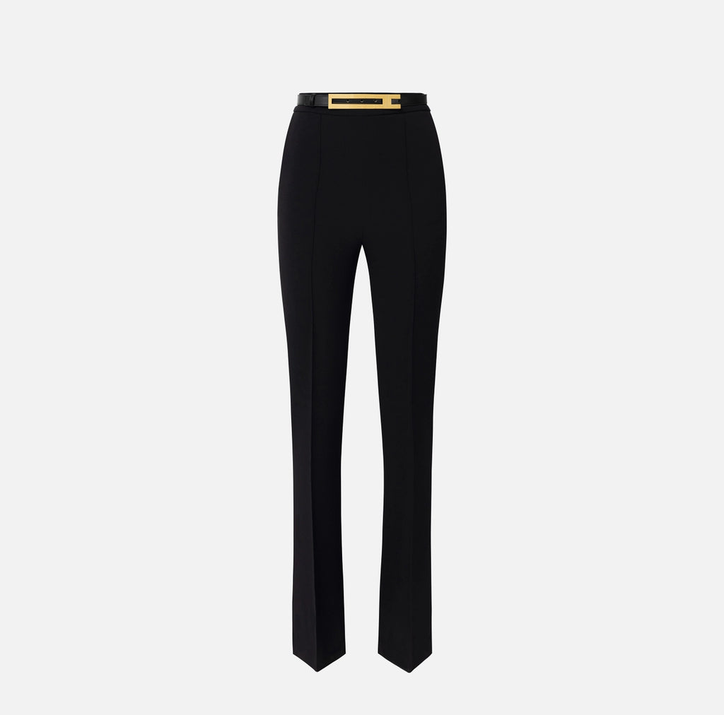 Black straight pants with belt