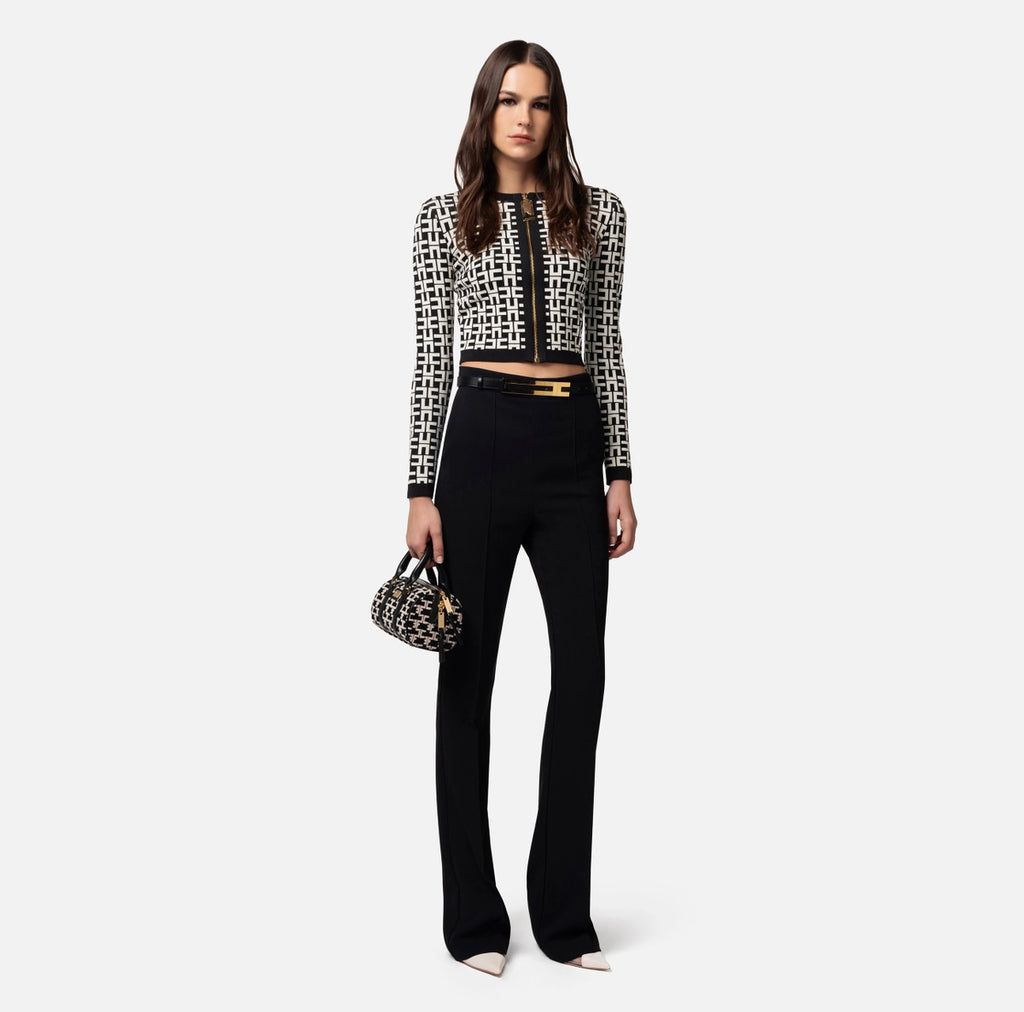 Black straight pants with belt