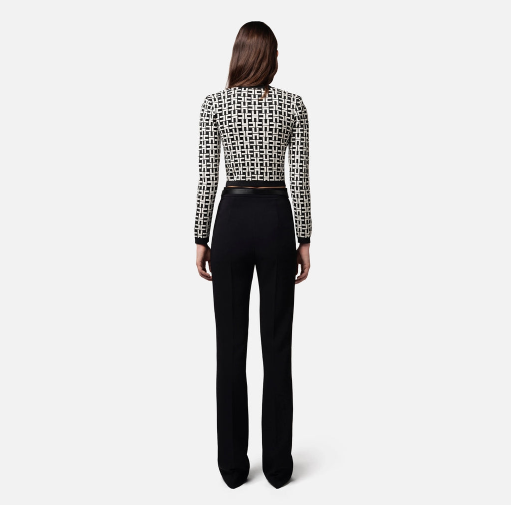 Black straight pants with belt
