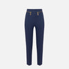 Navy straight ankle length trousers with zippers