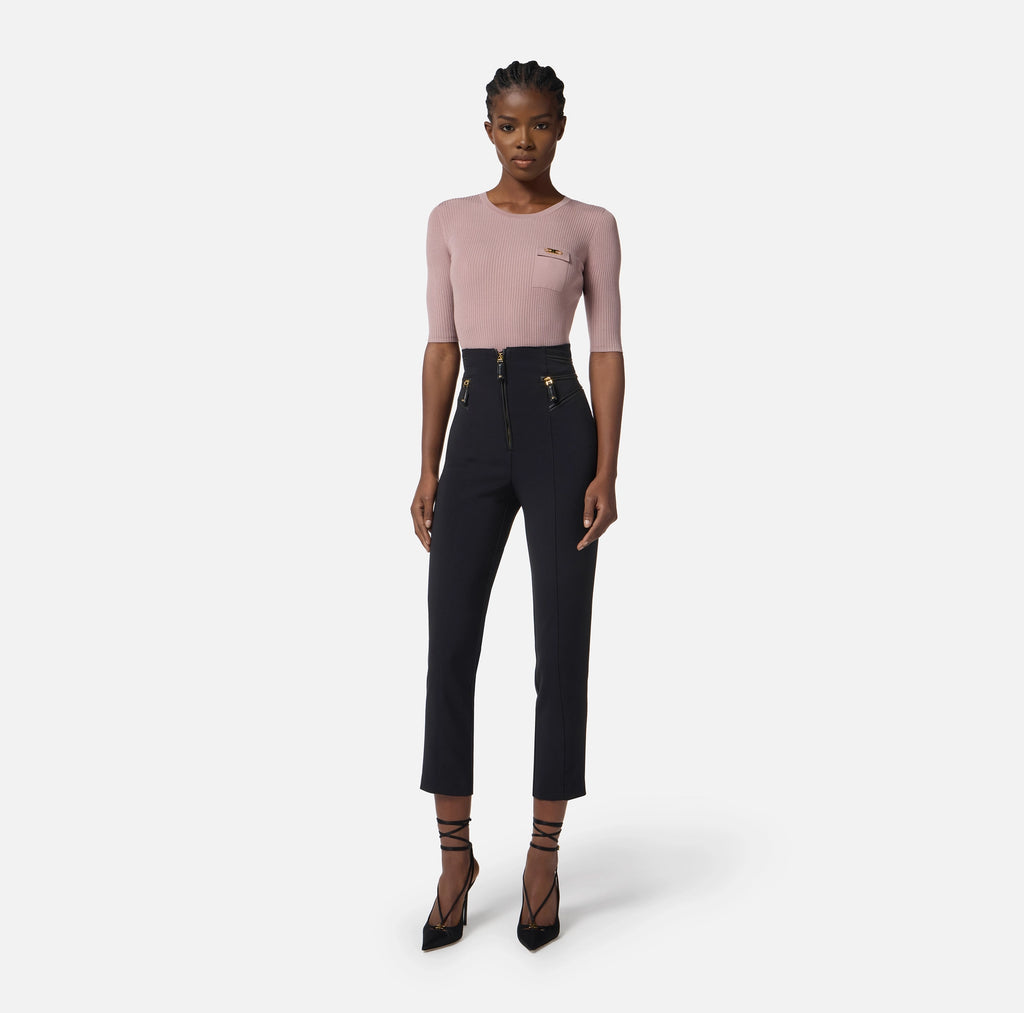 Black trousers with zipper accents