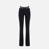 Black low rise pants with crystal embroidery
