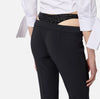 Black low rise pants with crystal embroidery