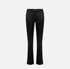 Black satin trousers with slits