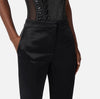 Black satin trousers with slits