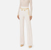 Ivory palazzo trousers with chain belt