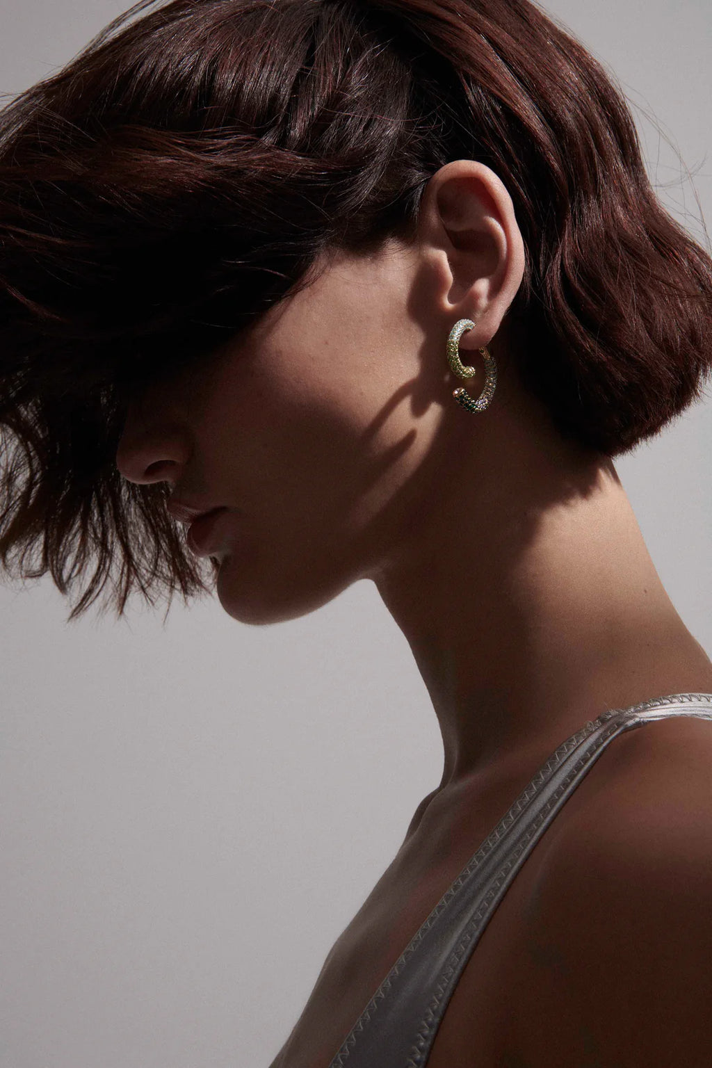 Green pave crystal convertible Luna Earrings