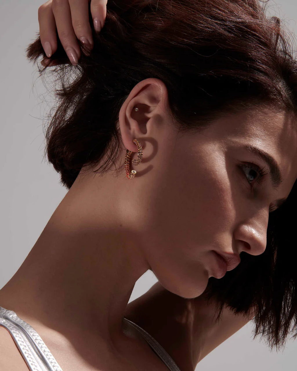 Red pave crystal convertible Luna Earrings