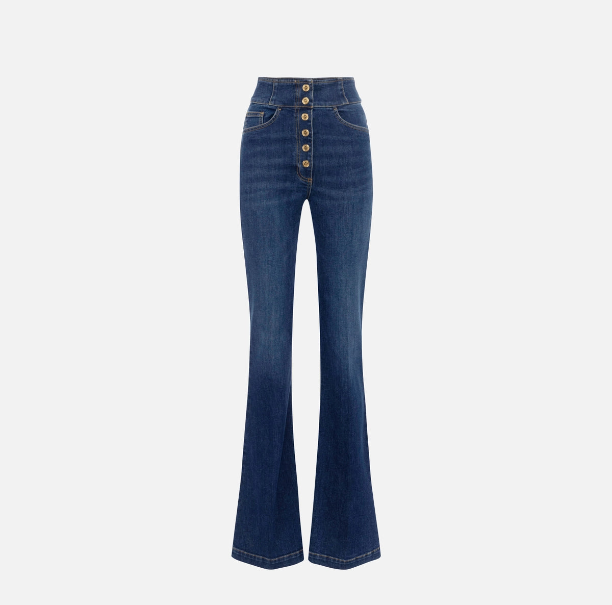 Blue denim high waisted jeans with buttons