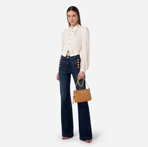Blue palazzo jeans with buttons