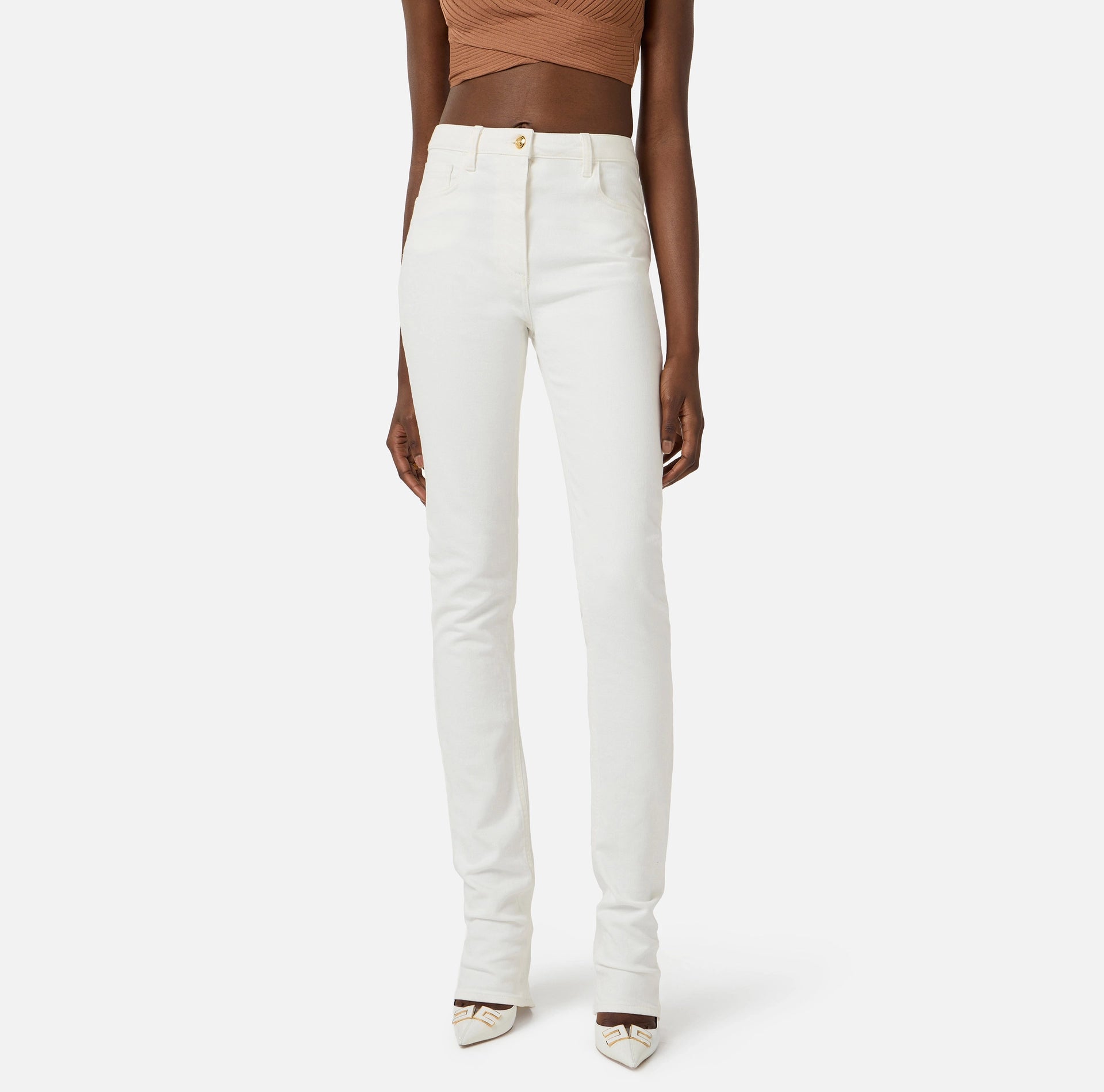 White skinny leg denim trousers