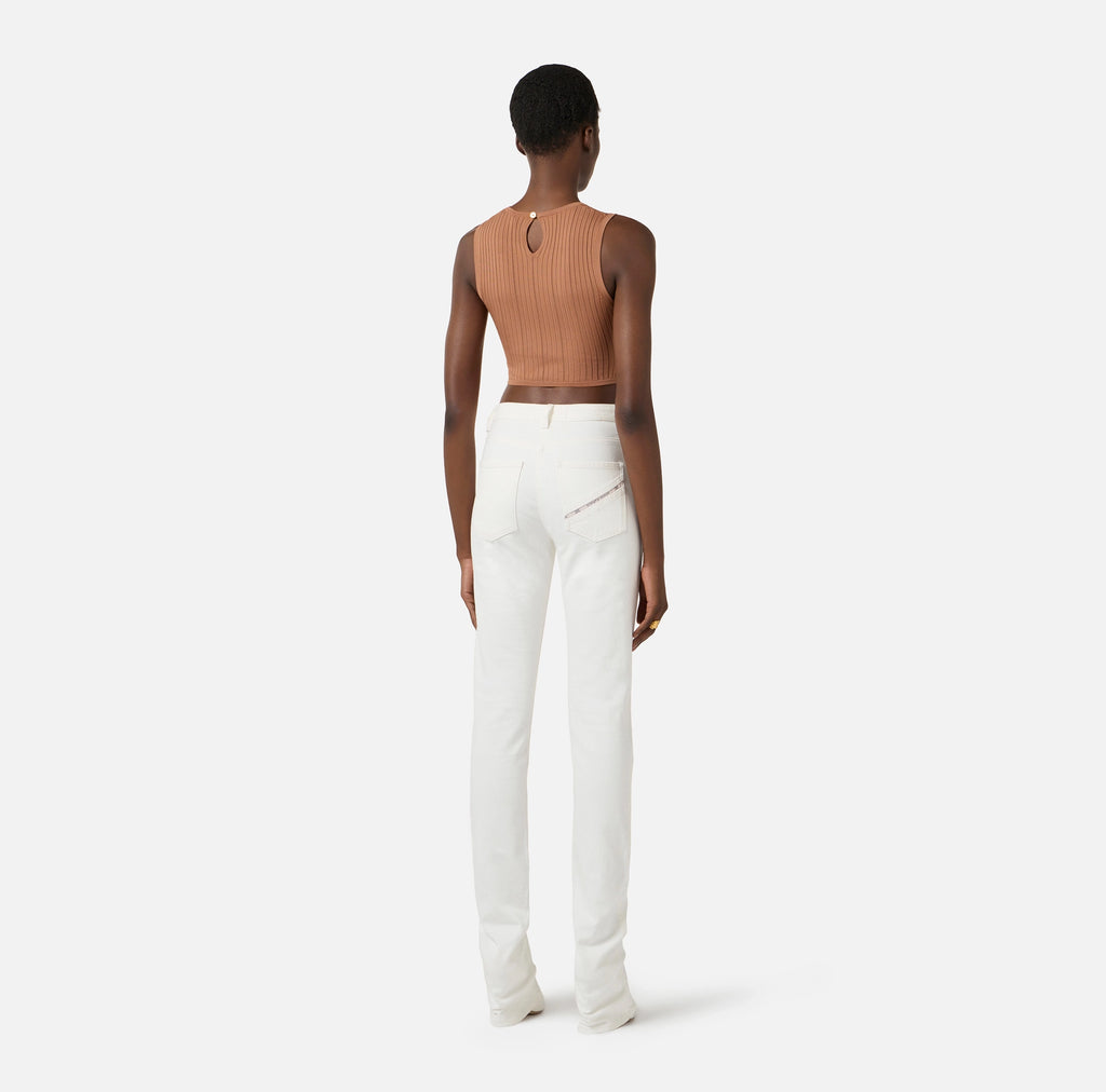 White skinny leg denim trousers