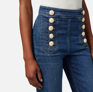 Denim high waisted jeans with buttons